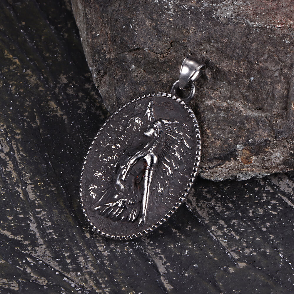 Vintage Native Indian Stainless Steel Amulet Pendant
