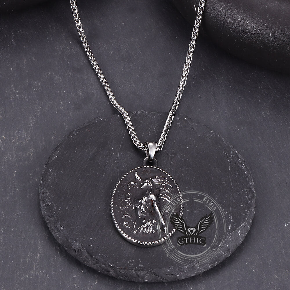 Vintage Native Indian Stainless Steel Amulet Pendant