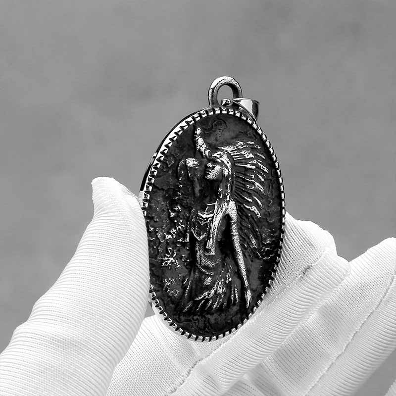 Vintage Native Indian Stainless Steel Amulet Pendant