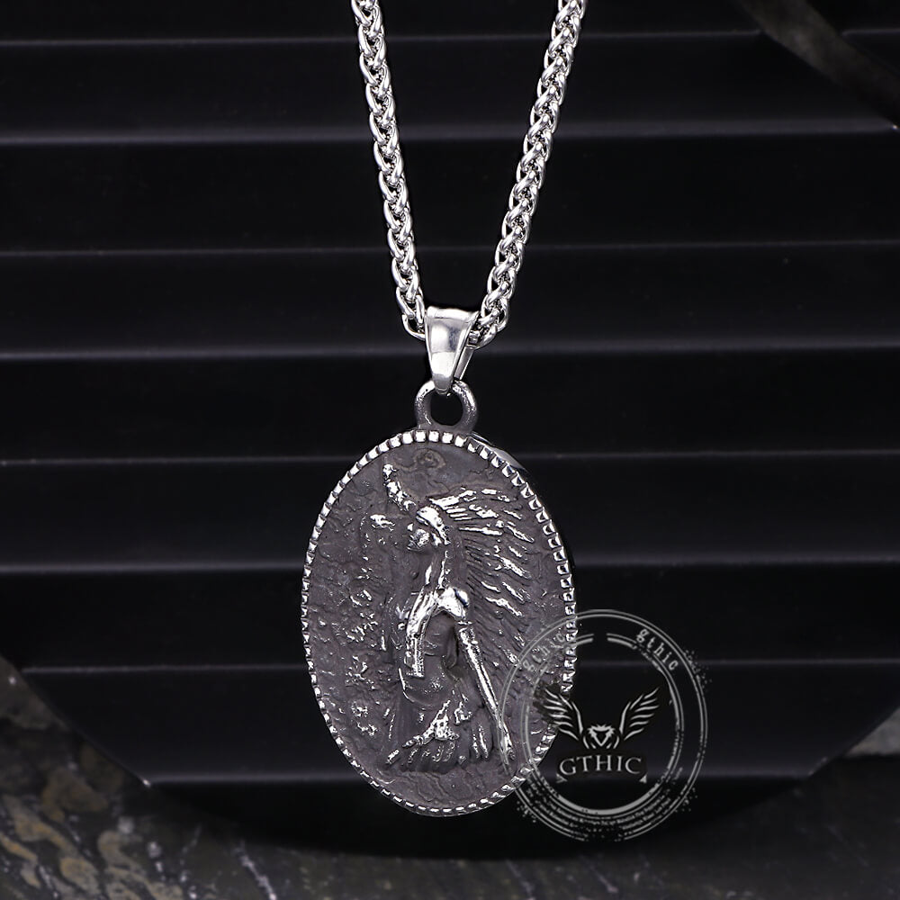 Vintage Native Indian Stainless Steel Amulet Pendant
