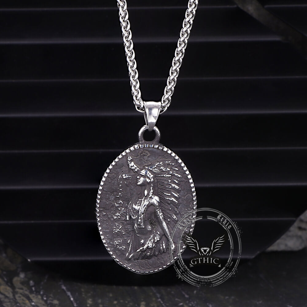 Vintage Native Indian Stainless Steel Amulet Pendant | Gthic.com