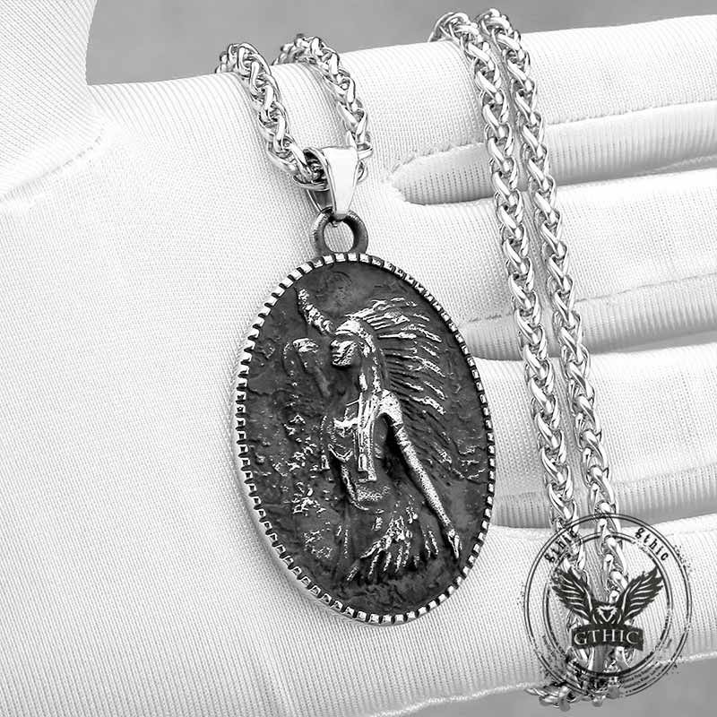 Vintage Native Indian Stainless Steel Amulet Pendant