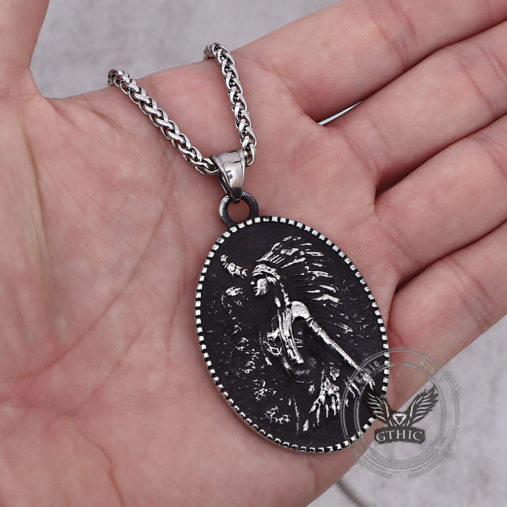 Vintage Native Indian Stainless Steel Amulet Pendant | Gthic.com