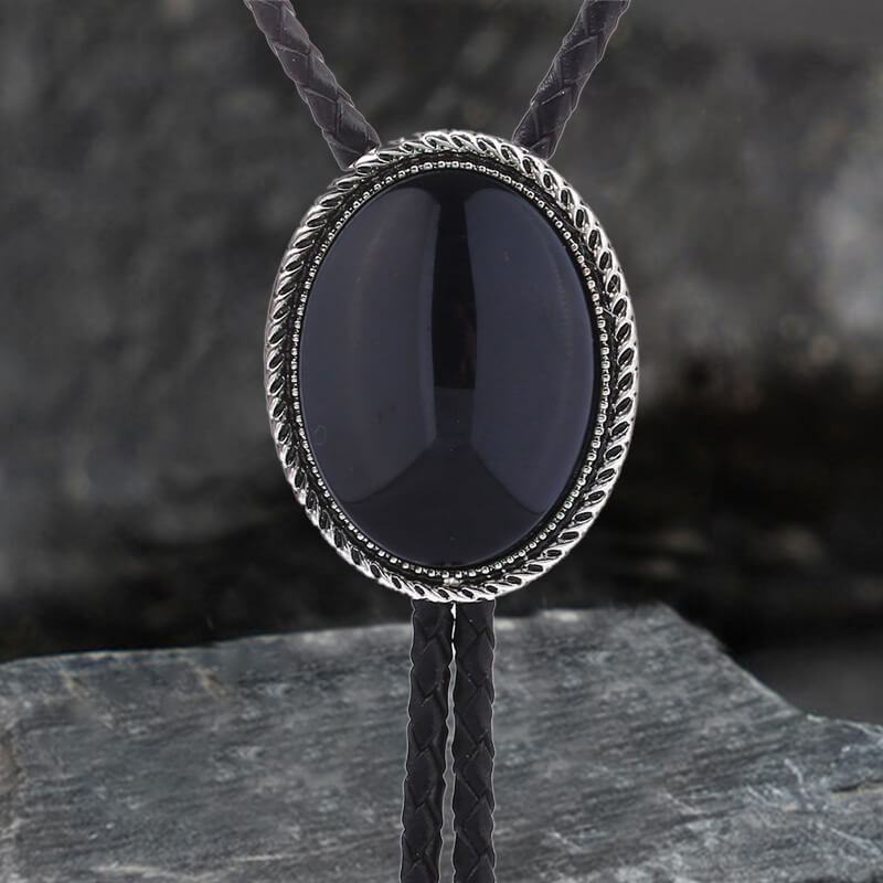 Vintage Natural Gemstone Cowboy Alloy Bolo Tie | Gthic.com
