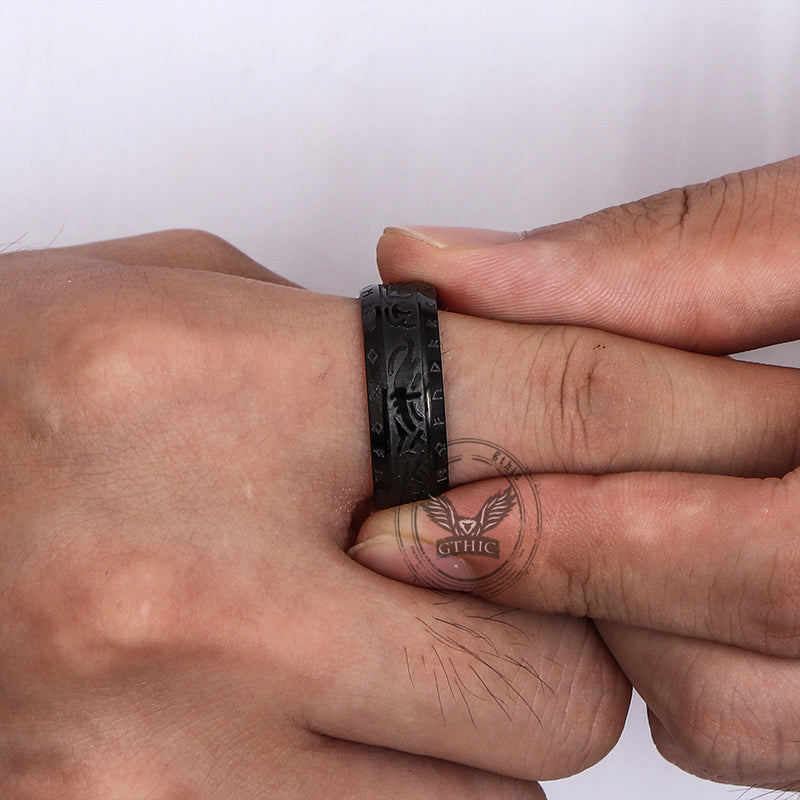 Vintage Nordic Runes Stainless Steel Viking Ring