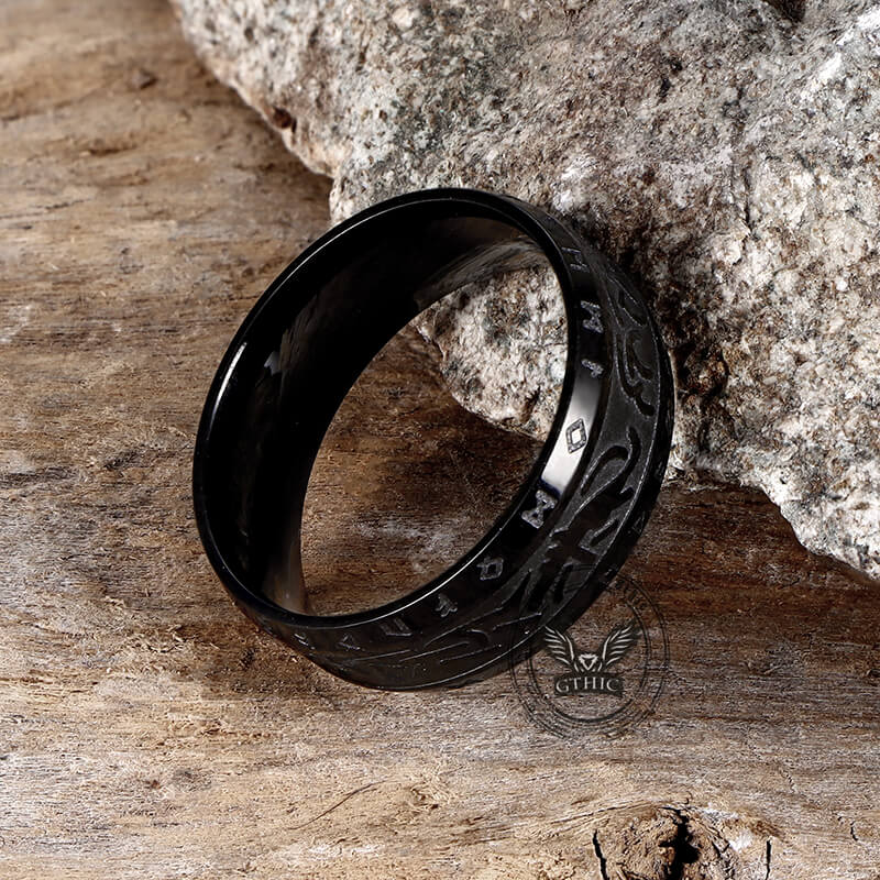 ZMY Stainless Steel Viking Ring - Titanium Color Norse Nordic Band Ring For Men, Hypoallergenic Jewelry Gift