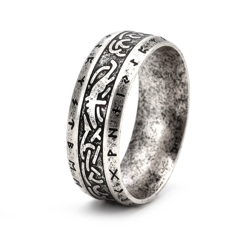 Vintage Nordic Runes Stainless Steel Viking Ring | Gthic.com