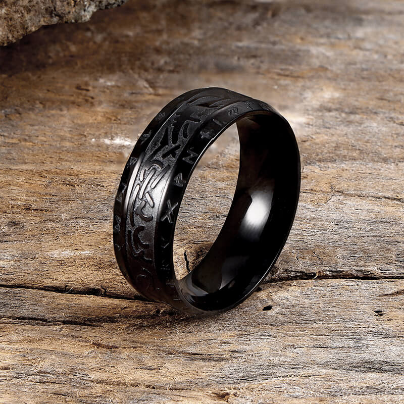 Vintage Nordic Runes Stainless Steel Viking Ring