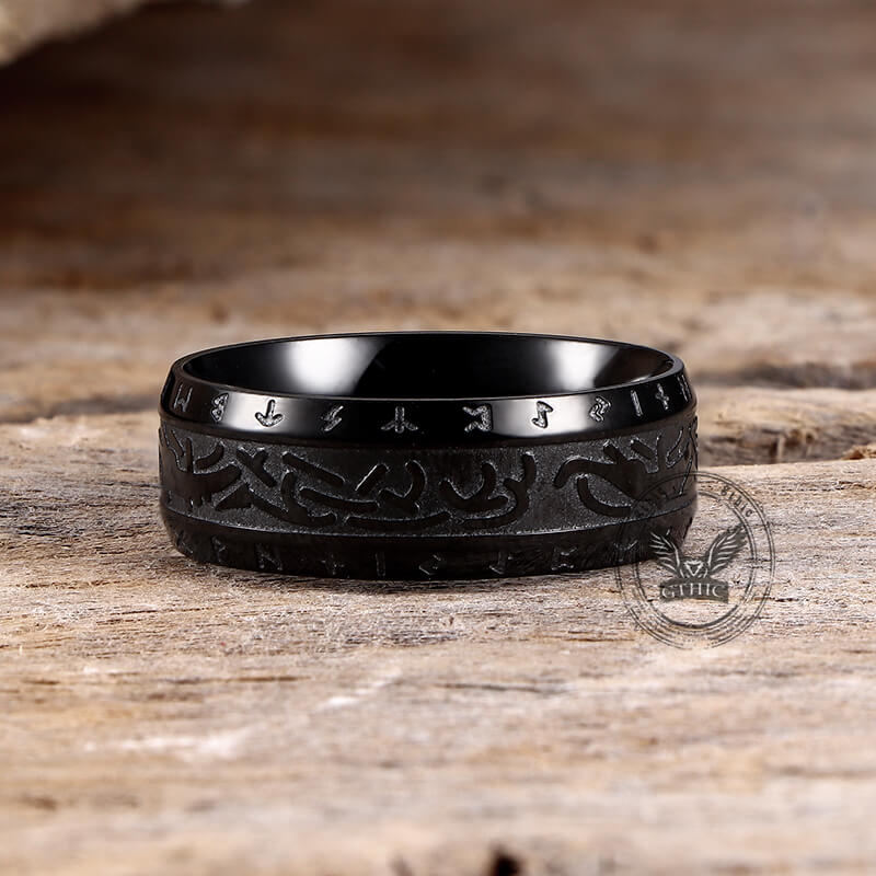 Vintage Nordic Runes Stainless Steel Viking Ring