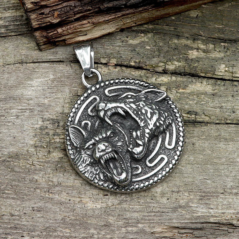 Vintage Nordic Wolf Valknut Stainless Steel Viking Pendants | Gthic.com