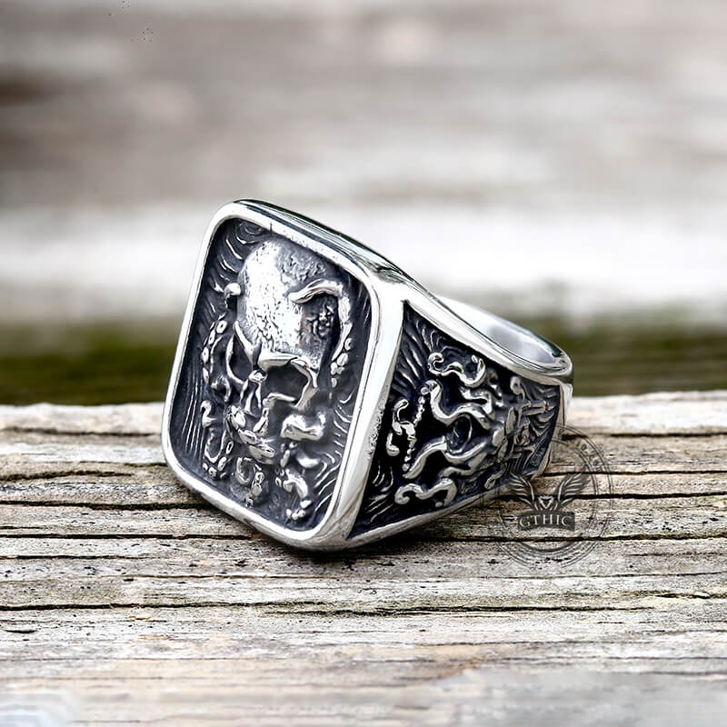 Vintage Octopus Skull Stainless Steel Ring | Gthic.com