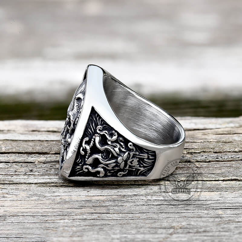 Vintage Octopus Skull Stainless Steel Ring | Gthic.com