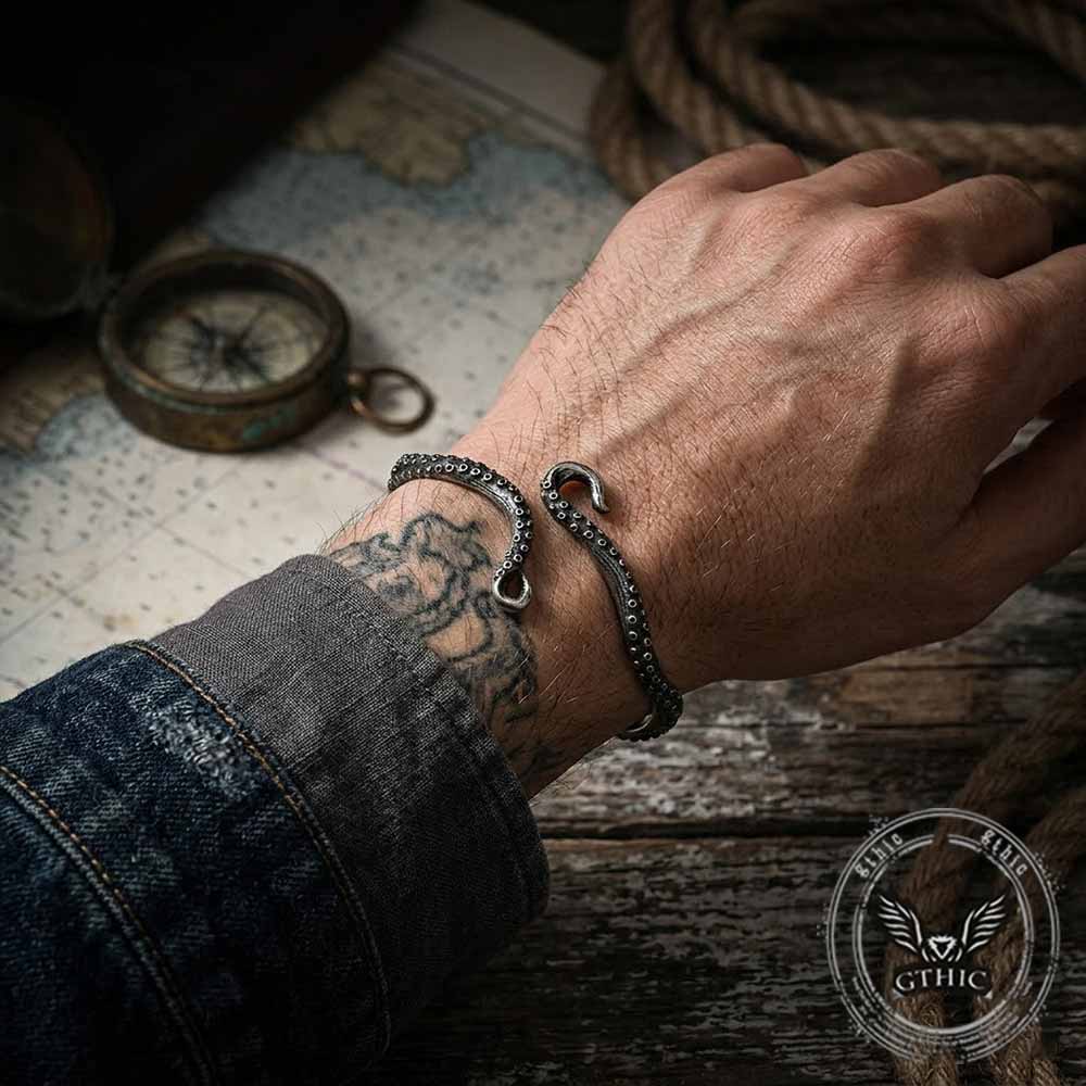 Vintage Octopus Tentacle Stainless Steel Cuff Bracelet | Gthic.com