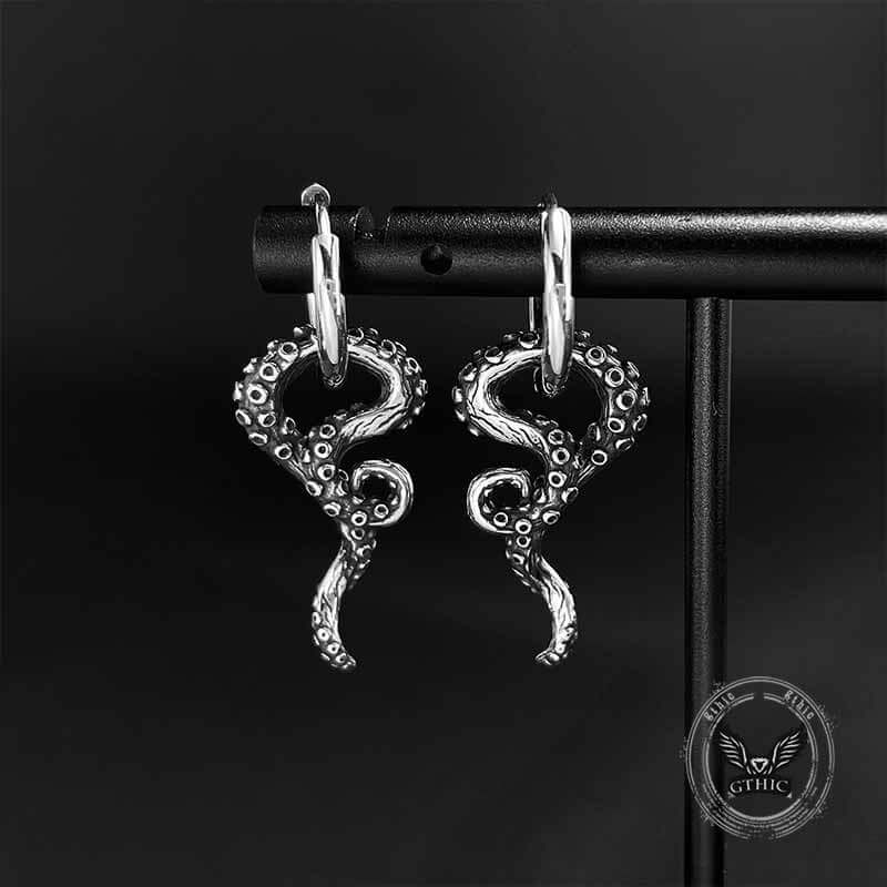Vintage Octopus Tentacle Stainless Steel Earrings 01 | Gthic.com