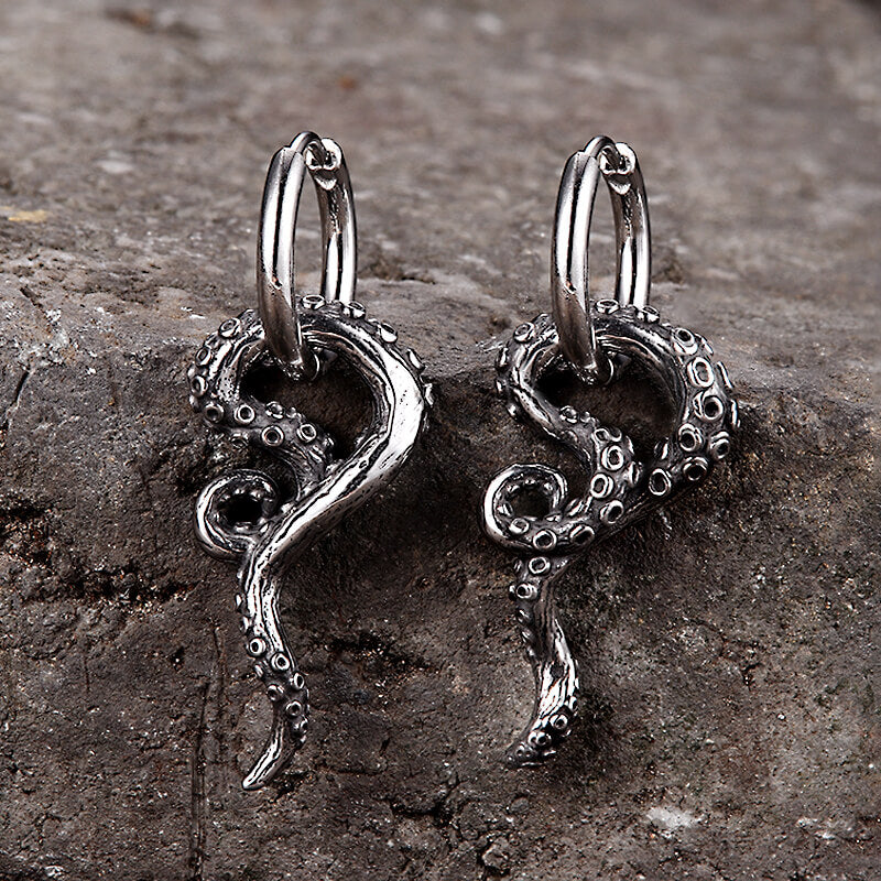 Vintage Octopus Tentacle Stainless Steel Earrings | Gthic.com