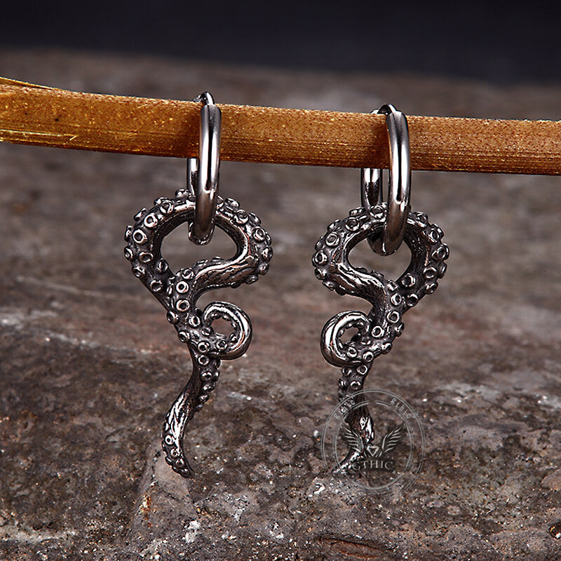 Vintage Octopus Tentacle Stainless Steel Earrings | Gthic.com