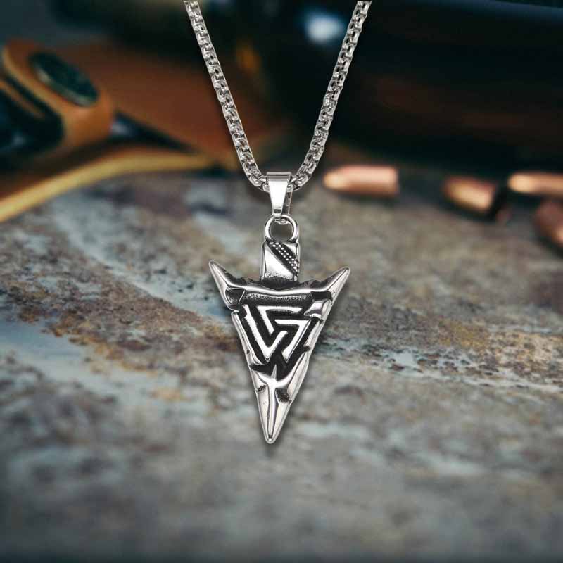 Vintage Odin Triangle Rune Stainless Steel Arrow Pendant