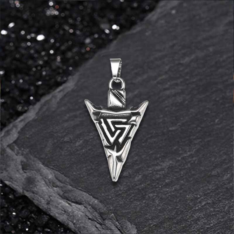 Vintage Odin Triangle Rune Stainless Steel Arrow Pendant