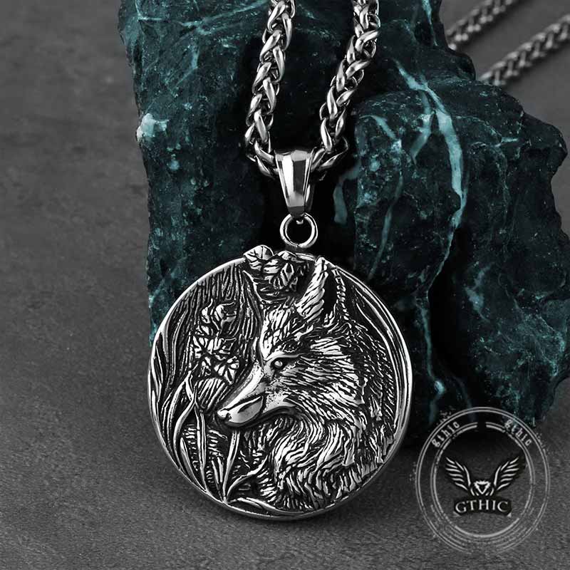 Vintage Odin Wolf Stainless Steel Viking Pendant | Gthic.com