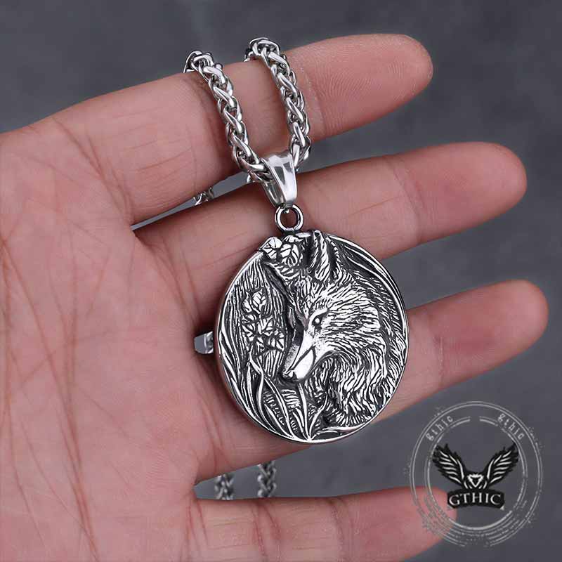Vintage Odin Wolf Stainless Steel Viking Pendant | Gthic.com