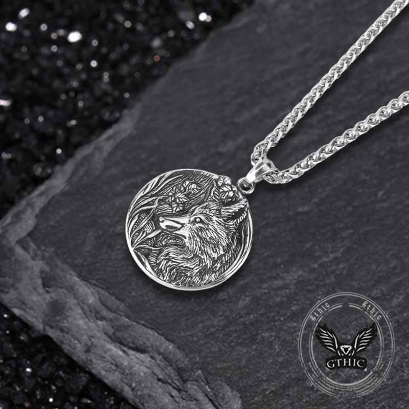 Vintage Odin Wolf Stainless Steel Viking Pendant