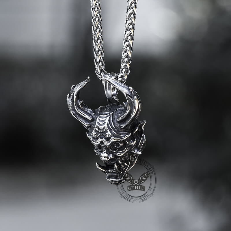 Vintage Oni Mask Stainless Steel Pendant | Gthic.com