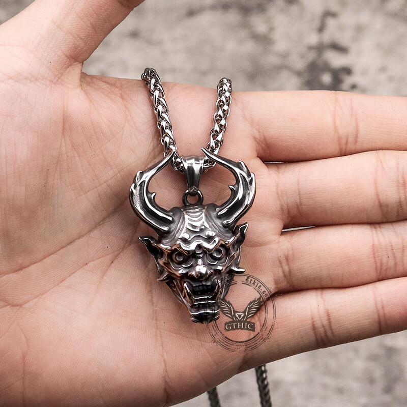 Vintage Oni Mask Stainless Steel Pendant | Gthic.com