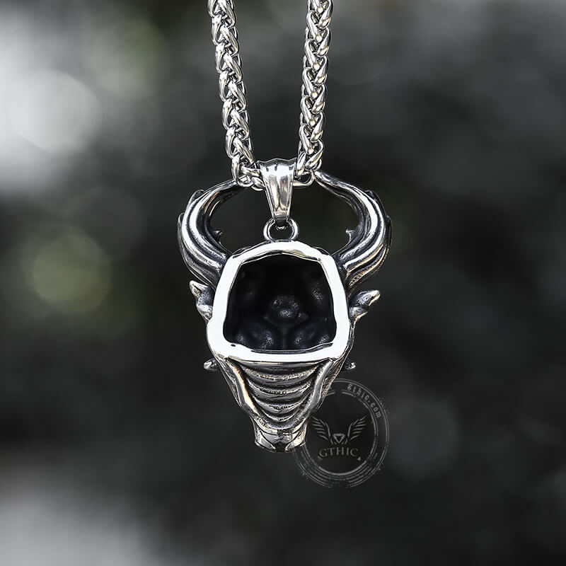 Vintage Oni Mask Stainless Steel Pendant | Gthic.com