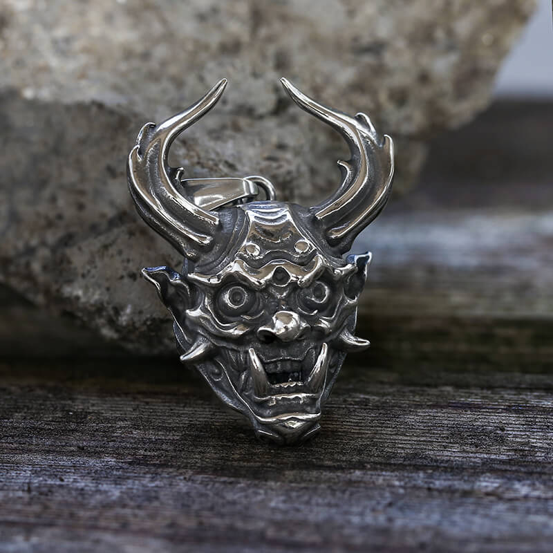 Vintage Oni Mask Stainless Steel Pendant | Gthic.com