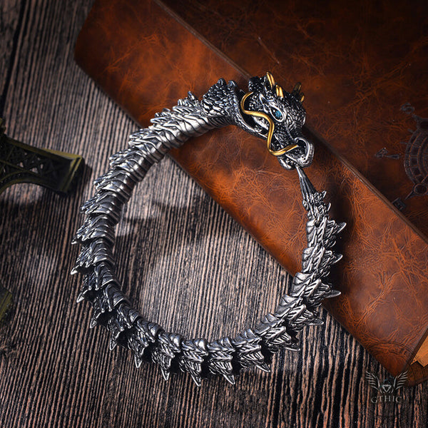 Vintage Oriental Dragon Stainless Steel Bracelet | Gthic.com