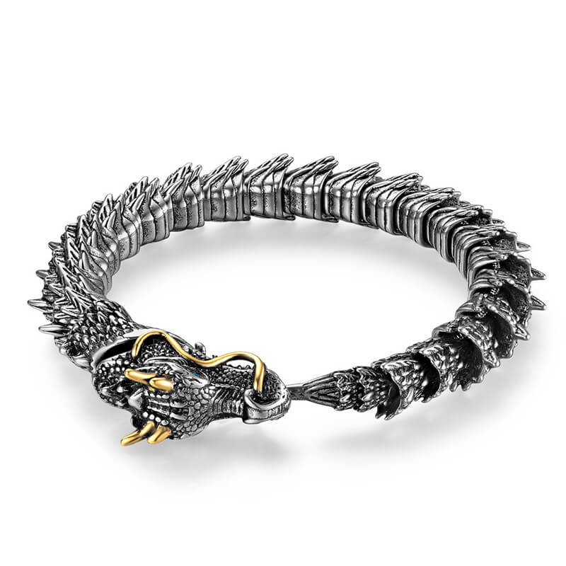 Vintage Oriental Dragon Stainless Steel Bracelet | Gthic.com