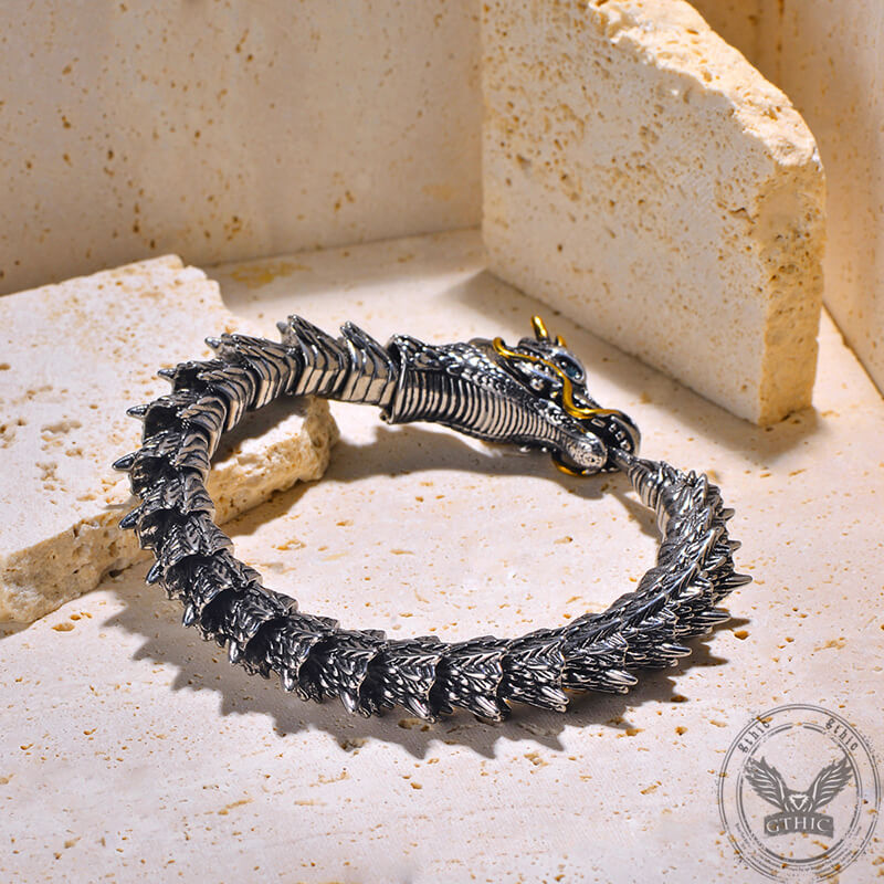 Vintage Oriental Dragon Stainless Steel Bracelet | Gthic.com