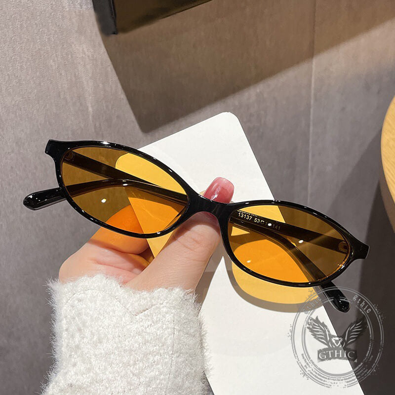 Vintage Oval Small Frame Sun Visor AC Sunglasses | Gthic.com