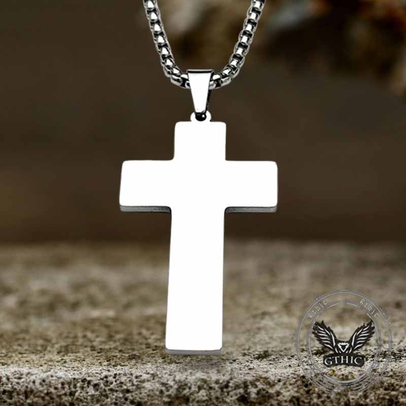 Vintage Painted Jesus Cross Stainless Steel Pendant