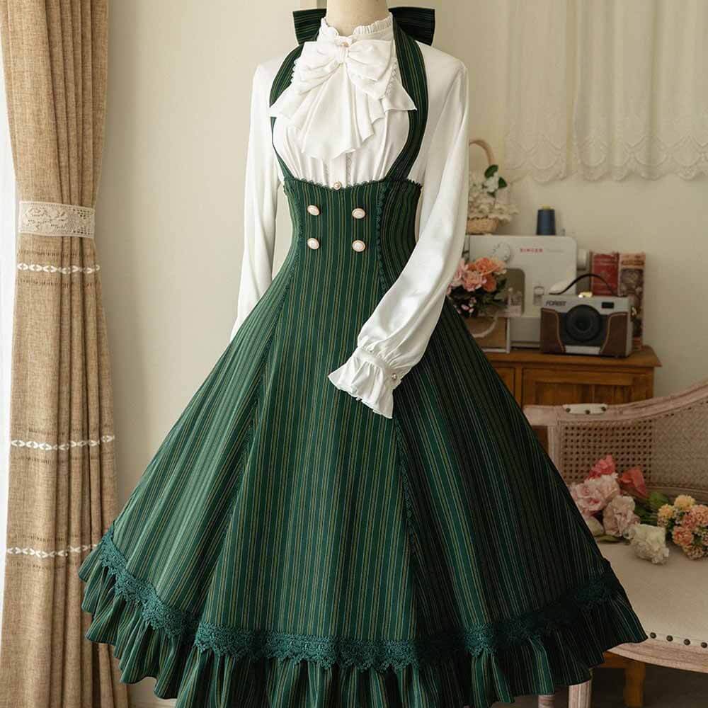 Vintage Palace Halter Neck Lolita Dress, Green / Dress Only / M (Waist 70 cm) Vintage Palace Halter Neck Lolita Dress, Green / Dress Only / M (Waist 70 cm)