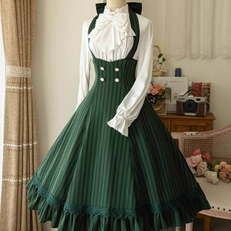 green lolitia dress Green Multi-layer Ruffle Hanayome Lace Lace-Up Plus Size Sweet Lolita Jsk Dress (Short Version)