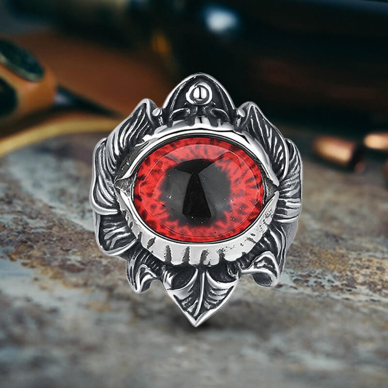 Vintage Pattern Devil Eye Stainless Steel Ring