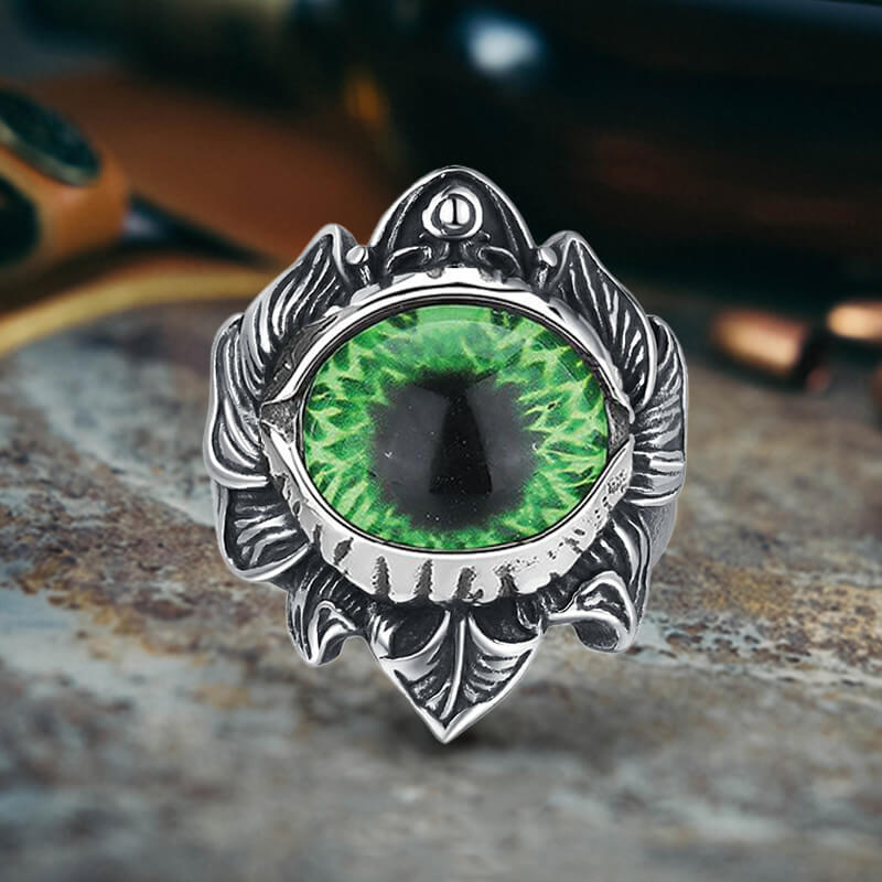 Vintage Pattern Devil Eye Stainless Steel Ring
