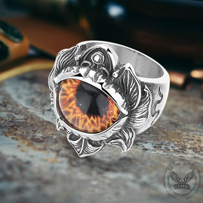 Vintage Pattern Devil Eye Stainless Steel Ring