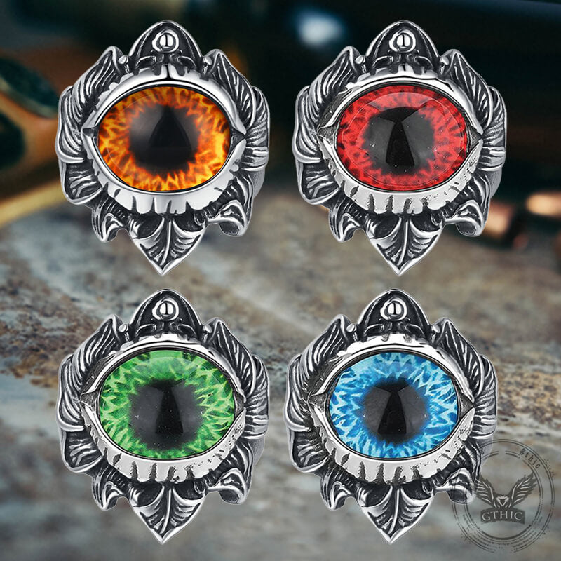 Vintage Pattern Devil Eye Stainless Steel Ring