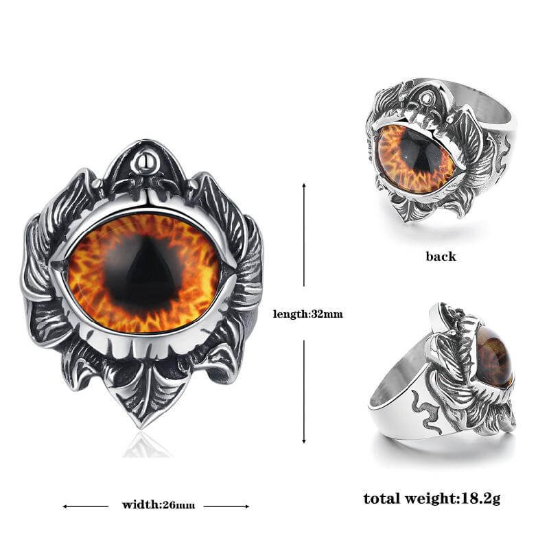 Vintage Pattern Devil Eye Stainless Steel Ring