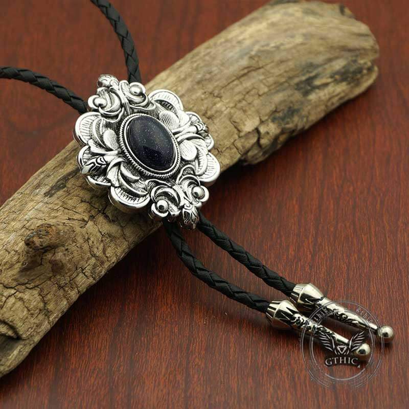 Vintage Pattern Gem Carved Alloy Bolo Tie 01 | Gthic.com