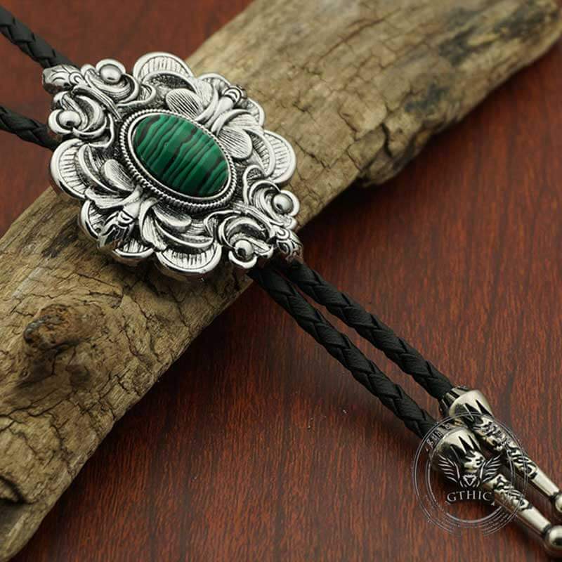 Vintage Pattern Gem Carved Alloy Bolo Tie 03 | Gthic.com