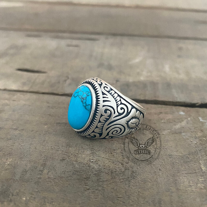 Vintage Pattern Gem Sterling Silver Ring | Gthic.com