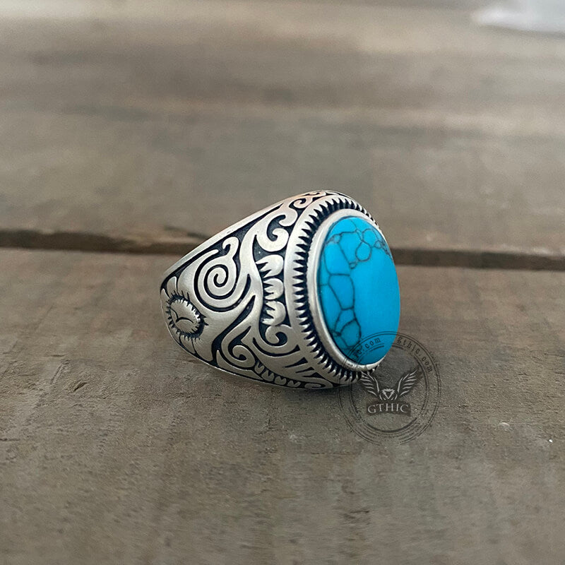 Vintage Pattern Gem Sterling Silver Ring | Gthic.com