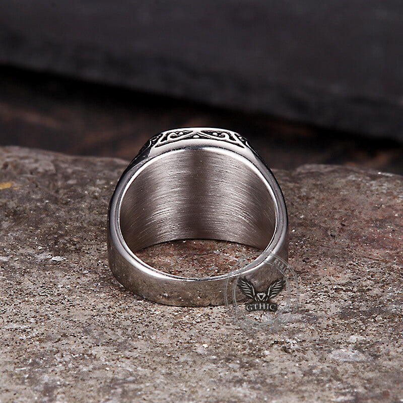 Vintage Pattern Square Turquoise Stainless Steel Ring