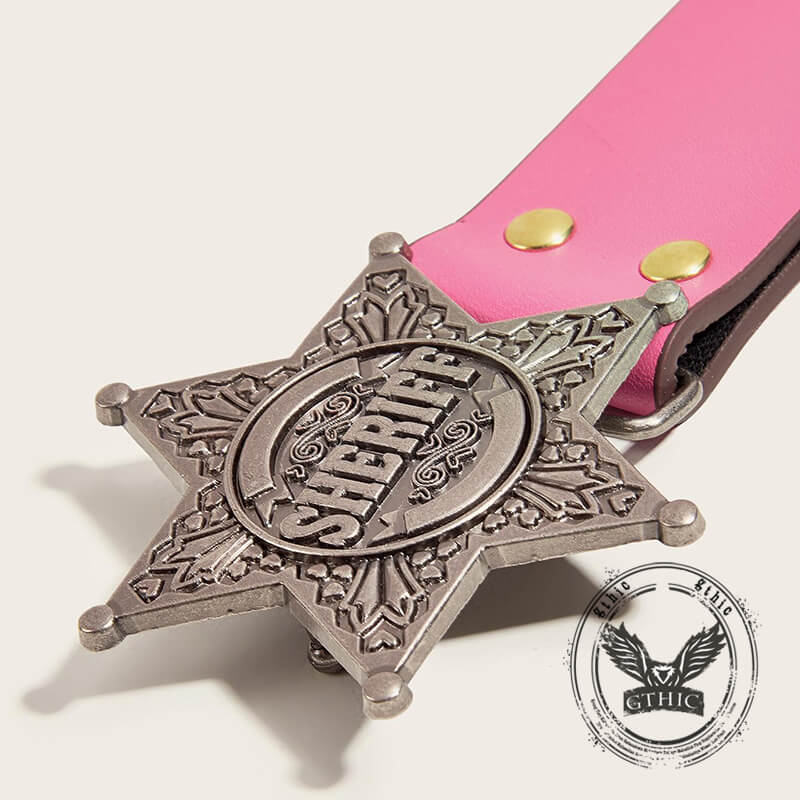 Vintage Pattern Star Buckle Studded PU Leather Belt