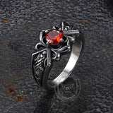 Vintage Patterned Openwork Gem Stainless Steel Ring