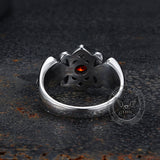 Vintage Patterned Openwork Gem Stainless Steel Ring