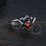Vintage Patterned Openwork Gem Stainless Steel Ring